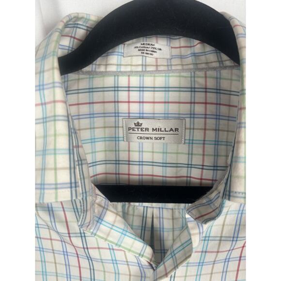 Peter Millar Button Down Plaid Crown Soft Silk Cotton Long Sleeve Medium - Picture 5 of 5